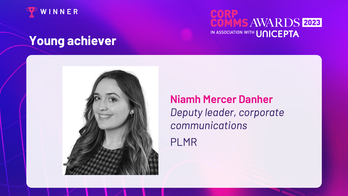 Congratulations to Niamh Mercer Danher, Deputy Leader of PR &amp; Corp Comms for <a href="/PLMRLtd/">PLMR</a>, on winning the 2023 CorpComms Awards Young Achiever Award! 🌟🏆 Your career deserves all the applause. Well done! #ccawards