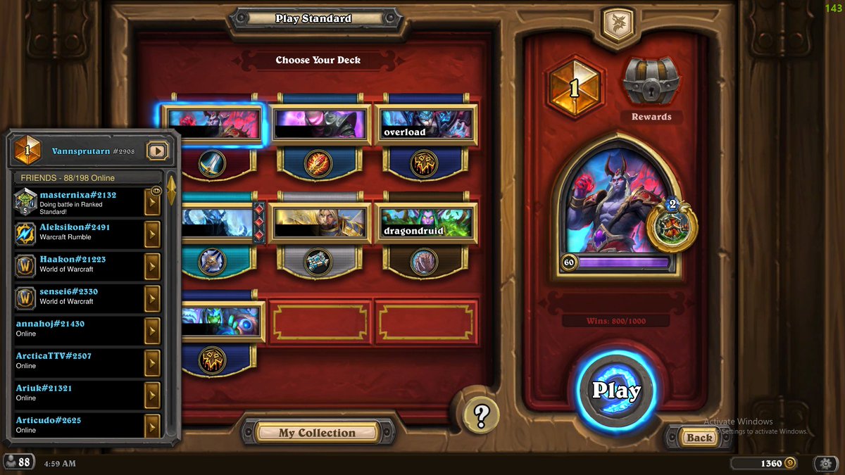 rank 1 EU day 1 😎

Played no new card Enrage Warrior (no flame pls😂) to rush legend, and got there in almost 5 hours.
Now I can finally go sleep, goodnight:)