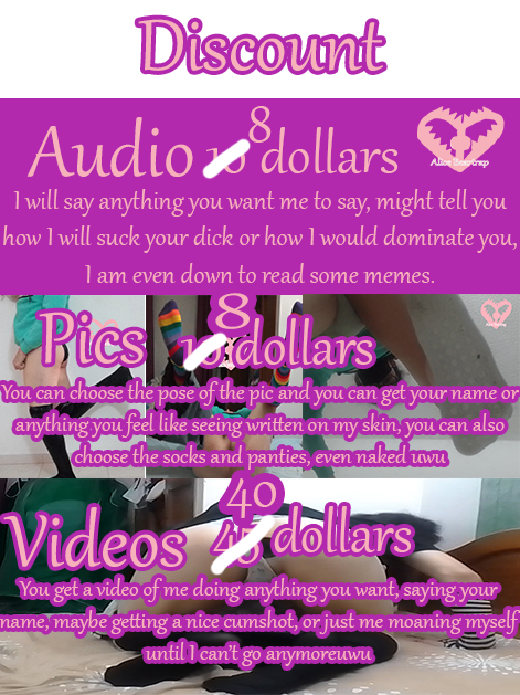 My discounts are back once again, just as an extra gift from me to you uwu this time I will run it until<a href="/tag/femboy"class="tags"><span>#femboy</span></a><a href="/tag/nsfwtwt"class="tags"><span>#nsfwtwt</span></a><a href="/tag/abdldiaper"class="tags"><span>#abdldiaper</span></a><a href="/tag/feetpicsforsale"class="tags"><span>#feetpicsforsale</span></a>