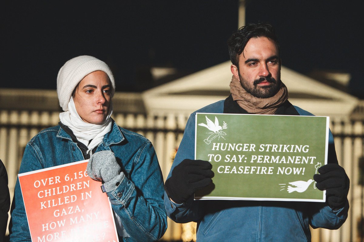 We've now been been on hunger strike here in Washington DC for four days. Four days without any food. Four days of just water, gatorade, and coconut water. Four days of sitting outside of the White House in the cold, calling on Pres. Biden to support a permanent ceasefire.