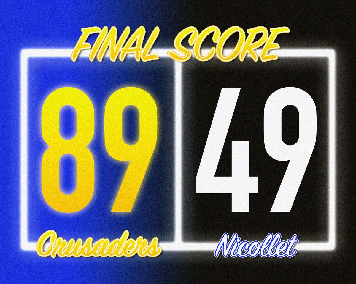 SaderBBall's tweet photo. Crusaders 89
Nicollet 49

🔵 Quinn Kelly 33 pts 5 assists 
🔶Skyler Hill-Koenen 19 pts 15 reb
🔵Preston Grams 12 pts 10 ast
🔶Chase Kijenski 16 pts 

C Squad and B squad also had big wins! Good to start the year off with a sweep! https://t.co/lhh7Am9oRs