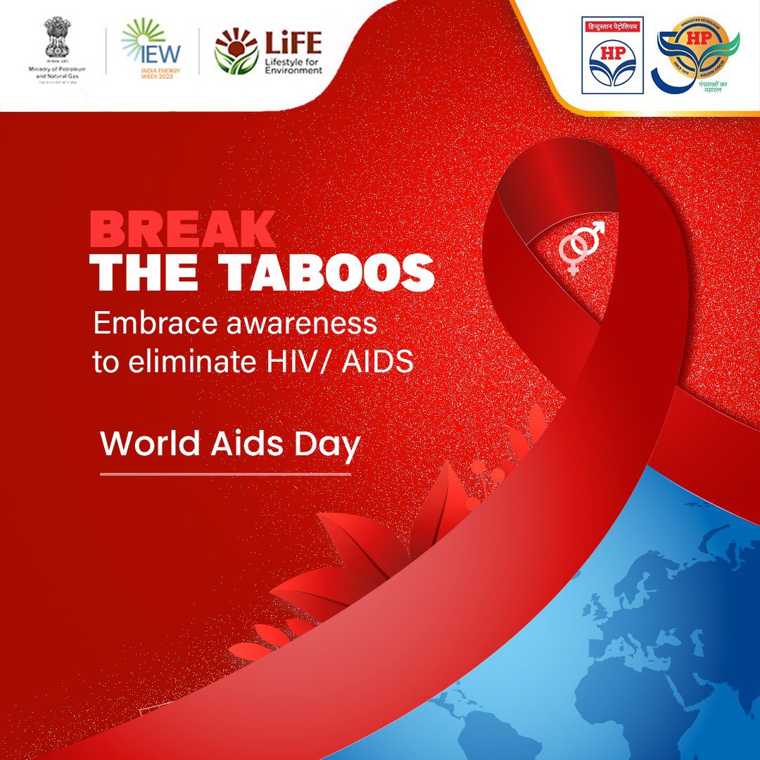HPCL's tweet photo. This World AIDS Day, let us take a united stand against our fight with HIV & AIDS. Increase awareness about the HIV virus to end the stigma around it & help humankind triumph.
#EndTheStigma #HIVVirus #IncreaseAwareness #HPCL #DeliveringHappiness #HPTowardsGoldenHorizon https://t.co/9iIDwFsIAG