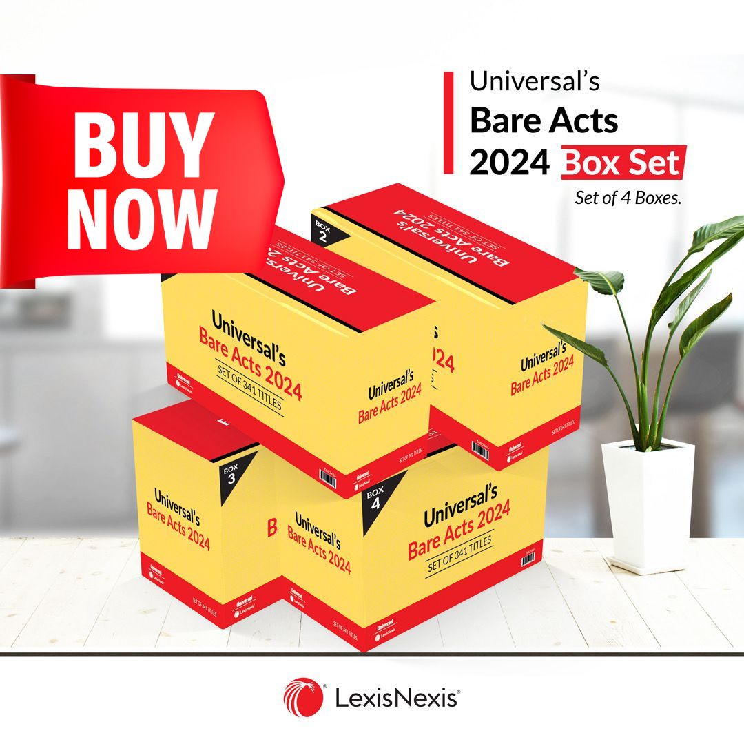 LexisNexisIndia's tweet photo. 1st Choice of Bench & Bar, Universal’s Bare Acts 2024 Box Set of 341 titles is now available.
Buy now: https://t.co/kMGF3kL1df
#lexisnexisindia #bareacts #law #indianlaw #indianlawyers #advocates #bareact #judges #lawyers #legalindustry https://t.co/zmocC848uy