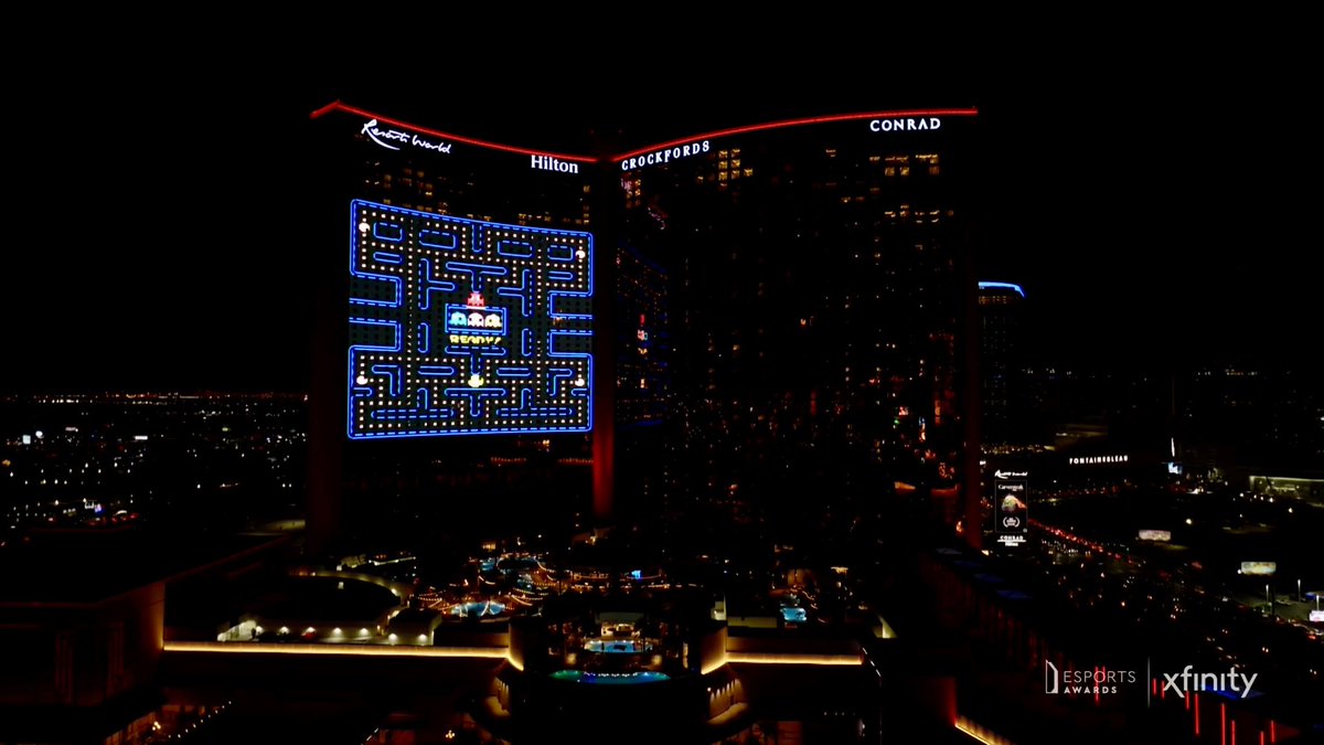 MorganTremaine's tweet photo. Tonight I got to produce the Guinness World Record attempt for largest video game display ever used — on the side of Resorts World in Las Vegas. 

Thanks to @EsportsAwards for tapping me to help bring this once-in-a-lifetime opportunity to the screen 💜💜💜 https://t.co/EuWRLDuo8p