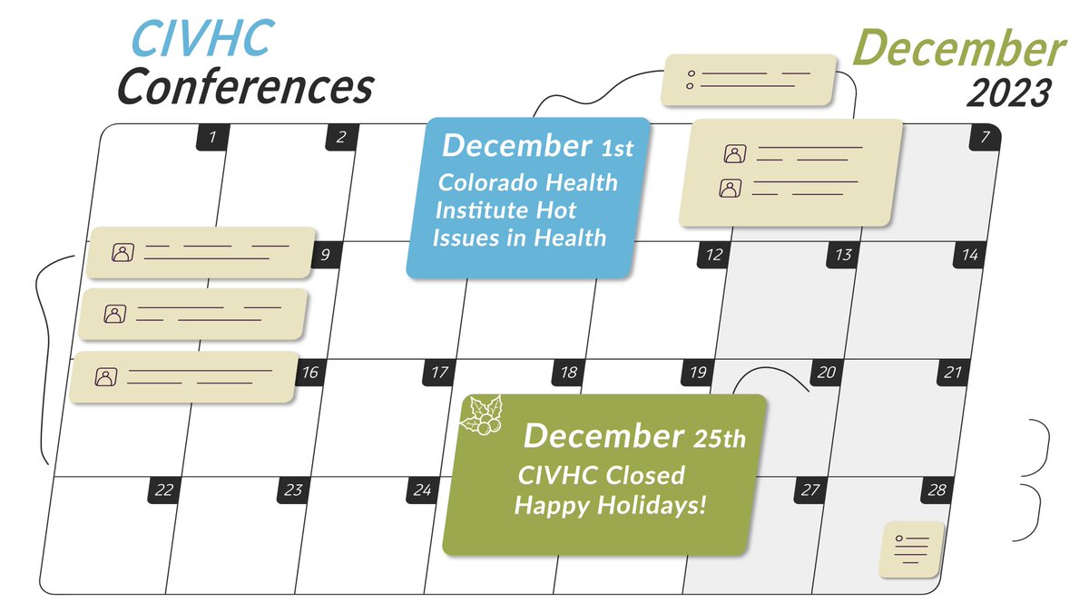 Today, we join legislators, policymakers,  advocates and more to talk about the most pressing issues in Colorado health care and policy at the @COHealthInst Hot Issues in Health conference! Here's what else is coming up for us at CIVHC this month. #HotIssuesInHealth #COHealth