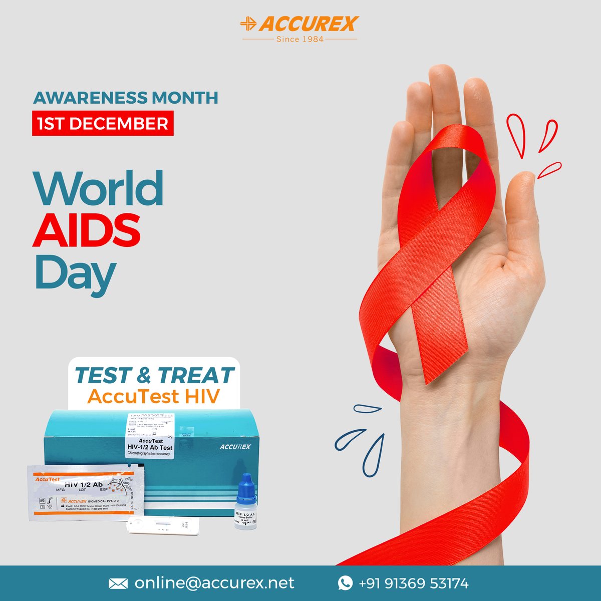 AccurexB's tweet photo. "𝗟𝗲𝘁'𝘀 𝘀𝗽𝗿𝗲𝗮𝗱 𝗮𝘄𝗮𝗿𝗲𝗻𝗲𝘀𝘀, 𝗻𝗼𝘁 𝘁𝗵𝗲 𝘃𝗶𝗿𝘂𝘀. 𝗦𝘁𝗮𝗻𝗱 𝘀𝘁𝗿𝗼𝗻𝗴, 𝘀𝘁𝗮𝗻𝗱 𝘁𝗼𝗴𝗲𝘁𝗵𝗲𝗿 𝗮𝗴𝗮𝗶𝗻𝘀𝘁 𝗔𝗜𝗗𝗦." 💪❤️  #GetTested #KnowYourStatus #UnityInHealth #EndAIDS #WorldAIDSDay https://t.co/KuDnuC5M2A
