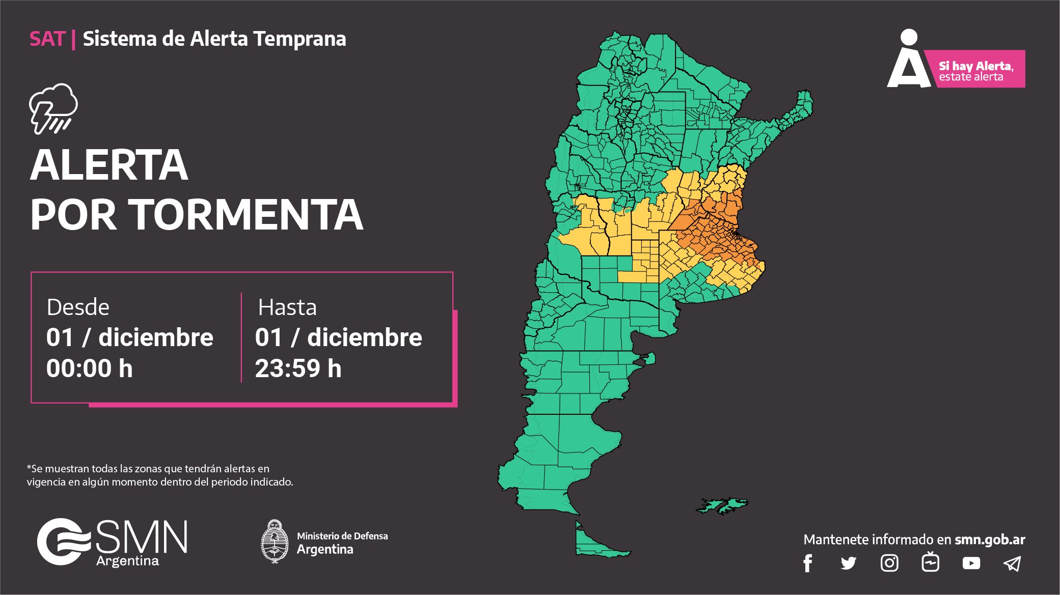 Alerta hoy por tormentas y granizo: Buenos Aires y otras cinco provincias afectadas