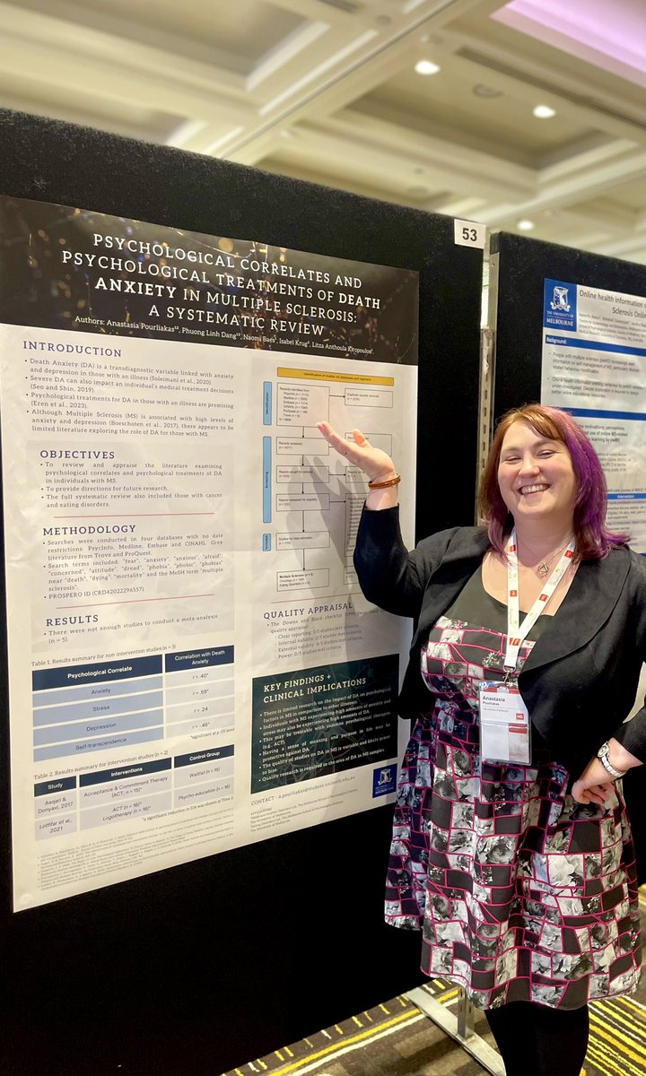 Last day of what has been an inspiring conference <a href="/MS_Australia/">MS Australia</a> such varied and important topics! Have a poster up on our systematic review and would love to have a chat about it ☺️ come say hi! #MSResearchConf2023