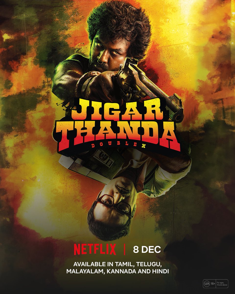 Tamil film #JigarthandaDoubleX (2023) premieres Dec 8th on @NetflixIndia.

@karthiksubbaraj @offl_Lawrence @iam_SJSuryah @dop_tirru @Music_Santhosh @kaarthekeyens @stonebenchers #AlankarPandian #InvenioOrigin @RedGiantMovies_ @SunTV @AsianCinemas_ @sureshprodns @DQsWayfarerFilm