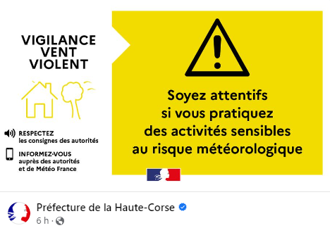 AGrosgros's tweet image. et ça va repartir !!! 💨🌬💨 il y en a marre de ce vent 😡
#Méteo2B #VigilanceJauneSMS 📷 📷 | La Haute-Corse placée en vigilance Jaune Situation Météorologique à Surveiller pour le phénomène « vent » le samedi 02 décembre 2023 de 09h00 à 22h00.