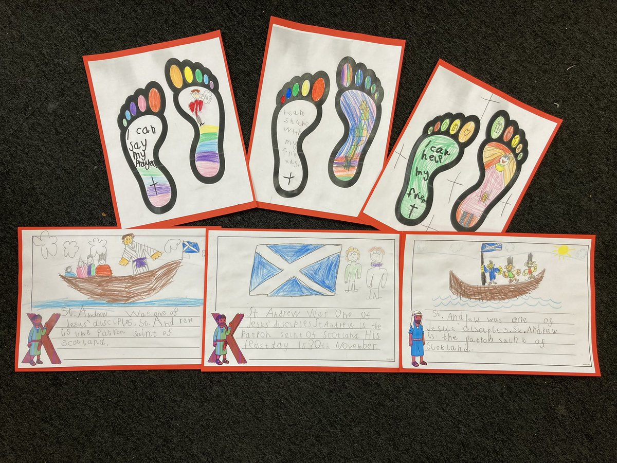 This week P1b have been learning all about the saints and how we can follow in their footsteps. Today we learned about Saint Andrew and how he came to be Patron Saint of Scotland. 🏴󠁧󠁢󠁳󠁣󠁴󠁿 A lovely end to #CatholicEducationWeek #pilgrimsoffaith @CorpusChristi_K