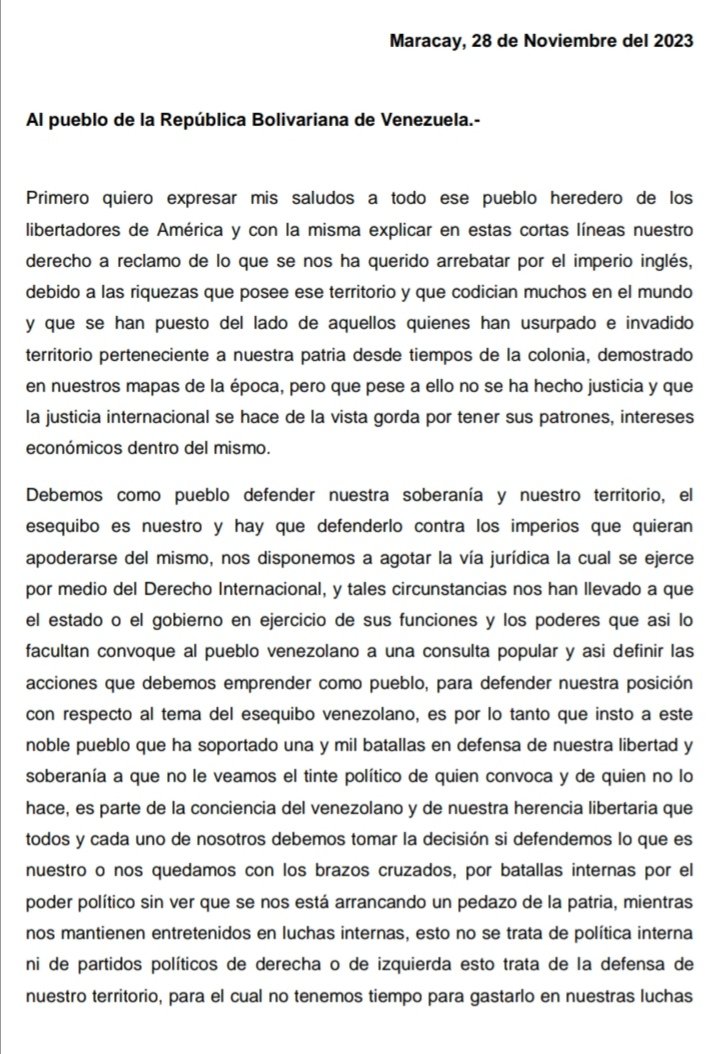 franciscoprm's tweet photo. EL ESEQUIBO ES NUESTRO Y DE ESO NO DEBE QUEDAR LA MENOR DUDA, ES UN CLAMOR DE NUESTRO PUEBLO Y ANTEPASADOS LA RECUPERACIÓN DE LO USURPADO... #ElEsequiboEsDeVenezuela #ElEsequiboEsNuestro #ElEsequiboEs5VecesSÍ #Aragua #Carabobo #Caracas #PuebloVictorioso #Victoria https://t.co/kEomNdOPPL