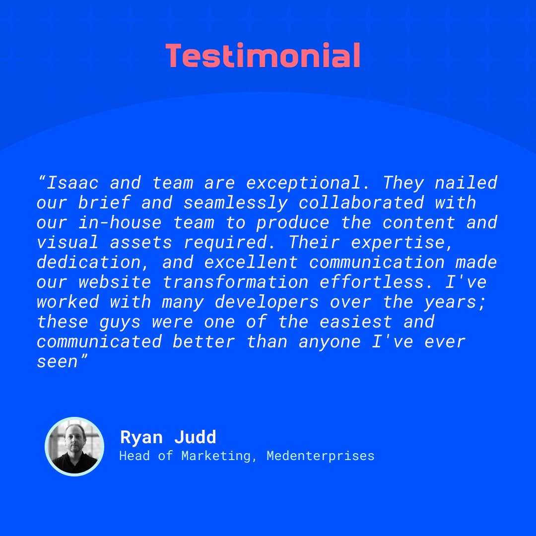 WhatIFWebDesign's tweet photo. We recently developed a new website for Medenterprises and are delighted to share this glowing testimonial by Head of Marketing, Ryan.

Thanks for the kind words Ryan! It was a pleasure working alongside your team to bring Medenterprises to life!

👉 https://t.co/3rl0DDtgz9 https://t.co/JWXAXYeBFk