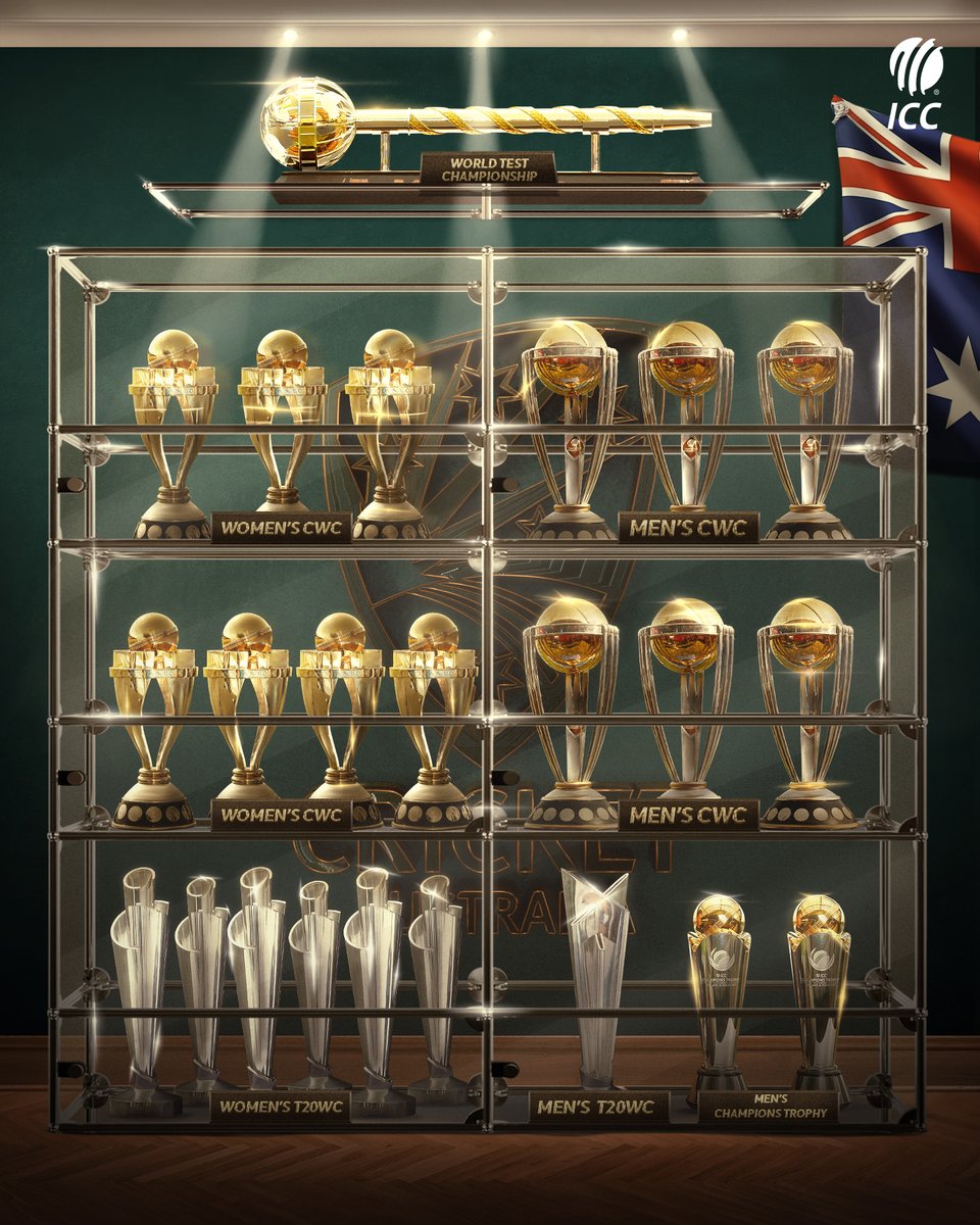 23 trophies for Australia 🇦🇺🏆

The most successful country at ICC tournaments 🙌