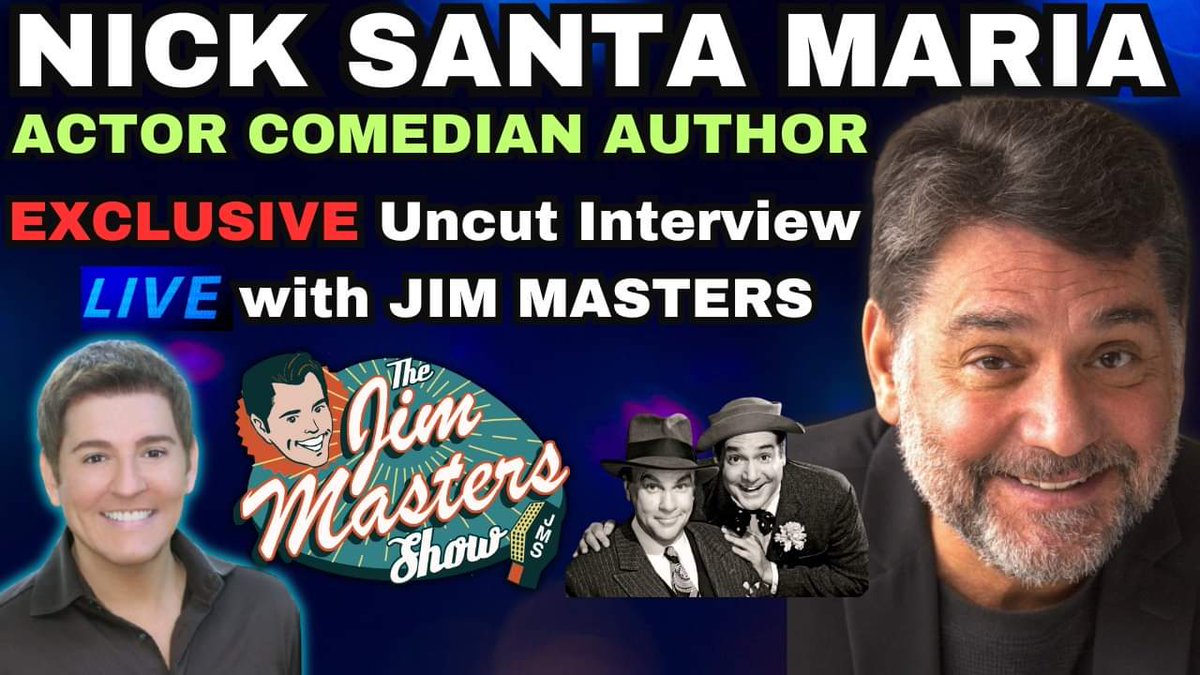 Join us today live 7p ET 4p PT on The Jim Masters Show! Special Guest! #actor #comedian #filmhistorian #author Nick Santa Maria is my special guest! Watch here: youtube.com/jimmasterstv. #thejimmastersshow #live #jimmasterstv #nicksantamaria #abbottandcostello #Aladdin @nicksanta