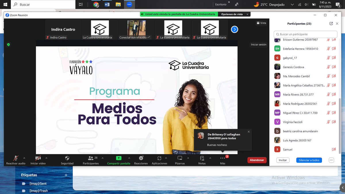 Programa Medios para Todos👩🏻‍💻, cada sesion viene cargada de conocimientos, prácticas y aprendizajes para cada participante, brindándoles habilidades para el éxito en áreas de comunicación🎙️, tecnología y alfabetización mediática✍🏻 Gracias a <a href="/LacuadraU/">La Cuadra Universitaria</a> por el apoyo!