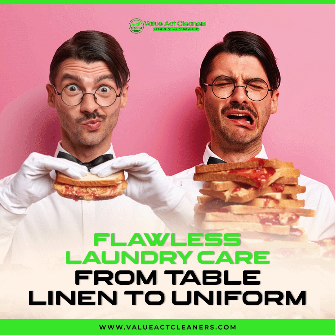valueact_'s tweet photo. We take care of your uniforms and table linen, so your customers relish a clean and enjoyable visit. 
 
 Book with Value Act Cleaners to save time and ensure your restaurant always 'serves' the best! 🍽️

Contact us now at https://t.co/IqUzZnkcSl give us a call at 973-337-1161 https://t.co/yzsaDn8rEF