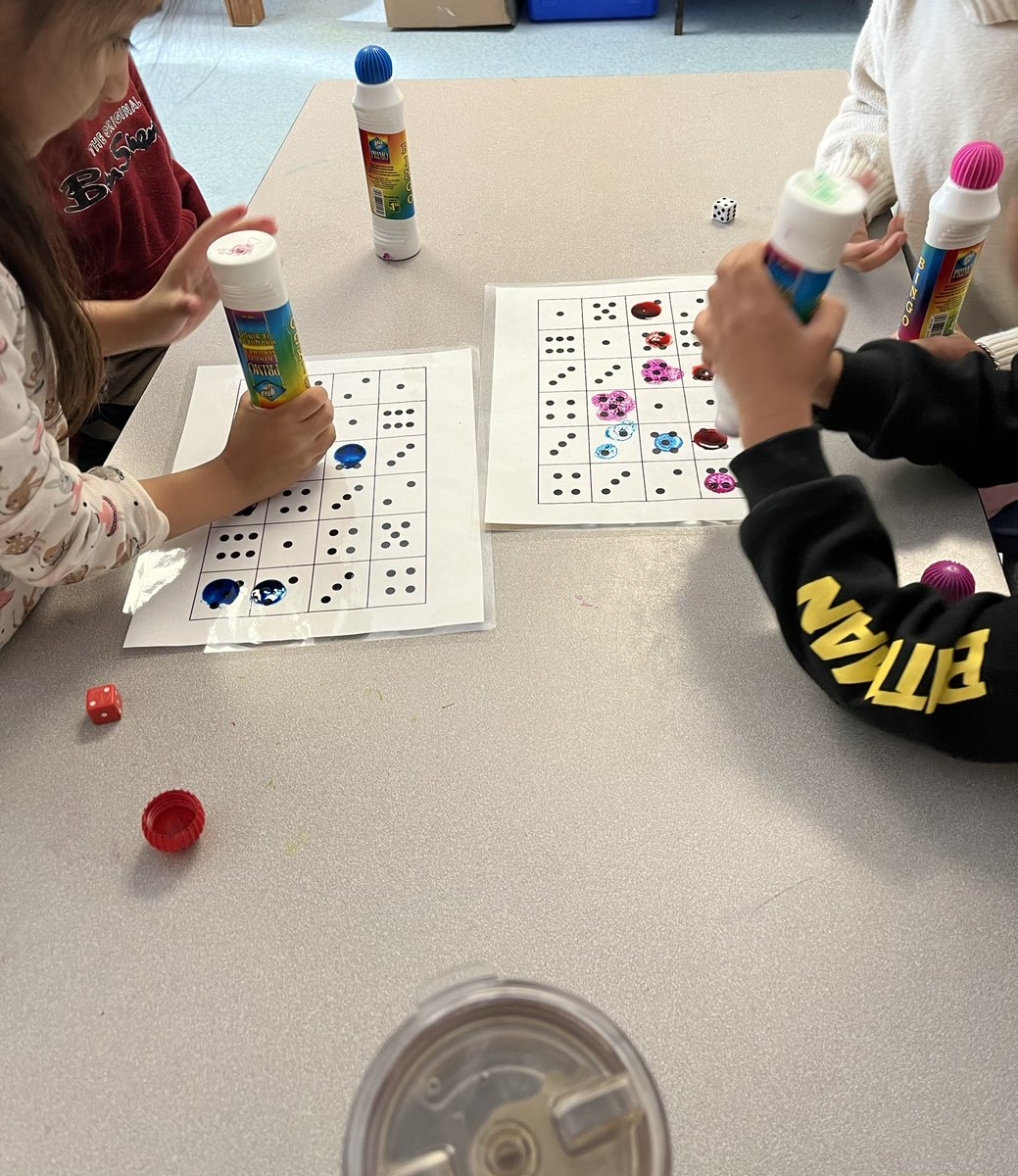 Subitizing today with bingo dabbers and dice! #MathFun