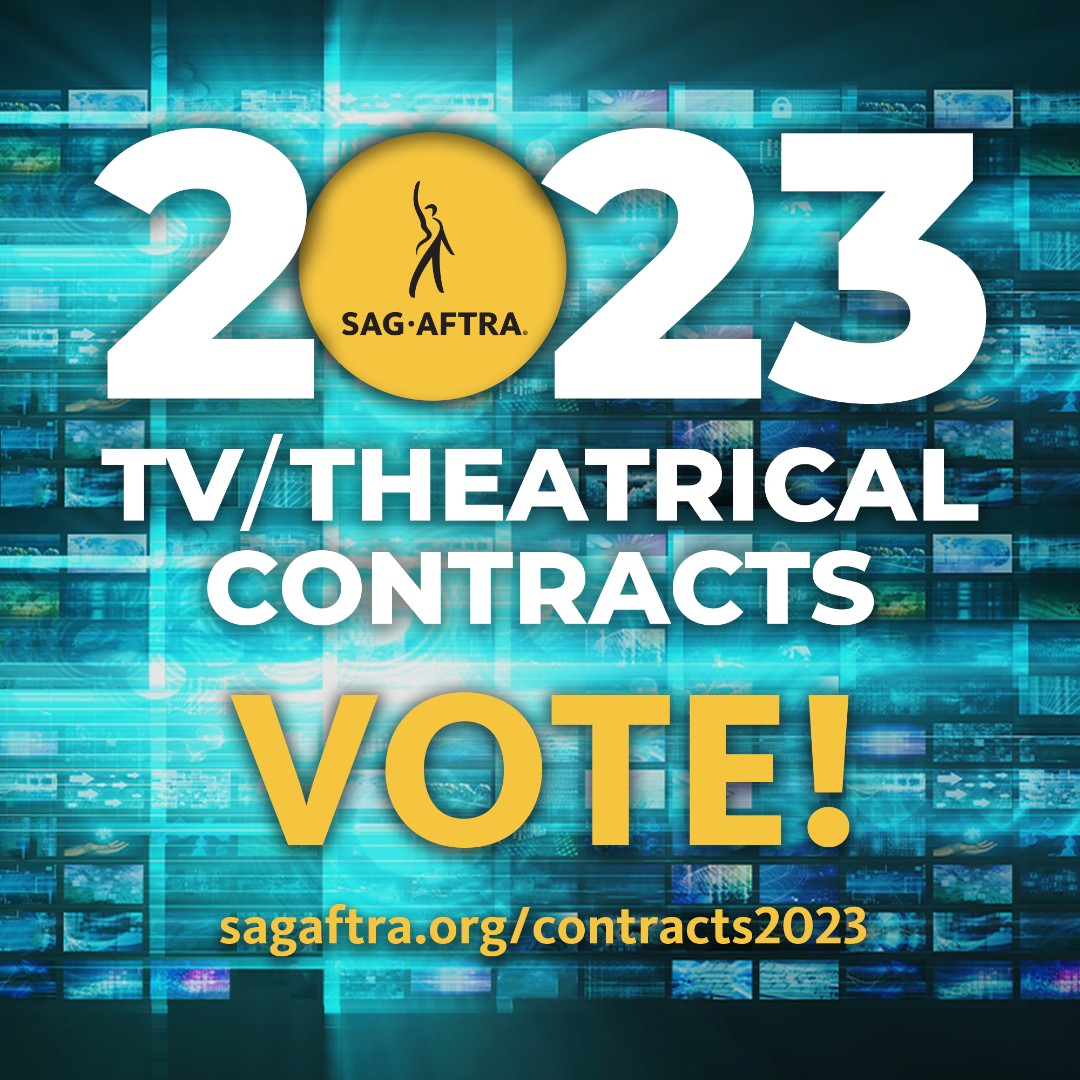 🗳️ #SagAftraMembers, get out the vote! Check out our website for shareable graphics and voting information on the 2023 TV/Theatrical Contract tentative agreement: ow.ly/c16v50Qe5tE. #SagAftraStrong
