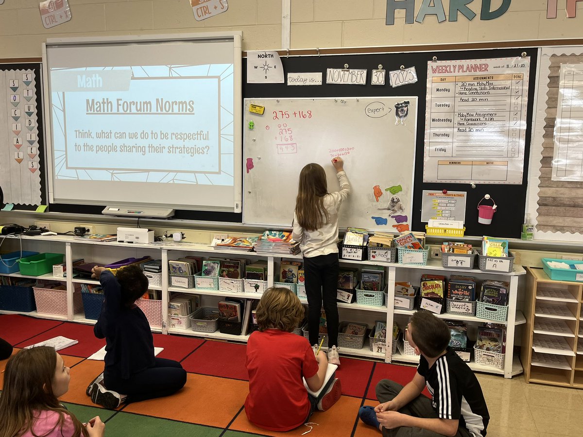 Today we reviewed addition strategies by participating in a math forum. Reviewing our norms made for amazing discussions by these mathematicians!
