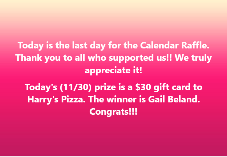 Today's Calendar winner is...