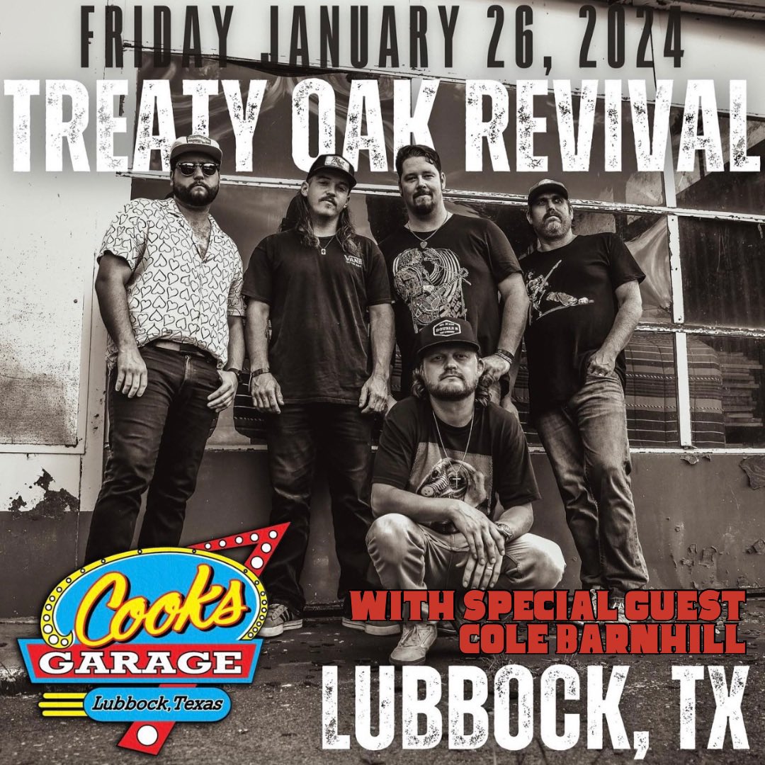 CookGarage's tweet photo. 🎉 Kick off the new year with a bang! Join us for Treaty Oak Revival at Cook's Garage on January 26th. Get ready for a night of heart-pumping music and unforgettable memories. 🎸✨ 
•
•
🎟Get tickets and more information at https://t.co/epiJPNzVvR #cooksgarage #treatyoakrevival https://t.co/Qch55jmpRS