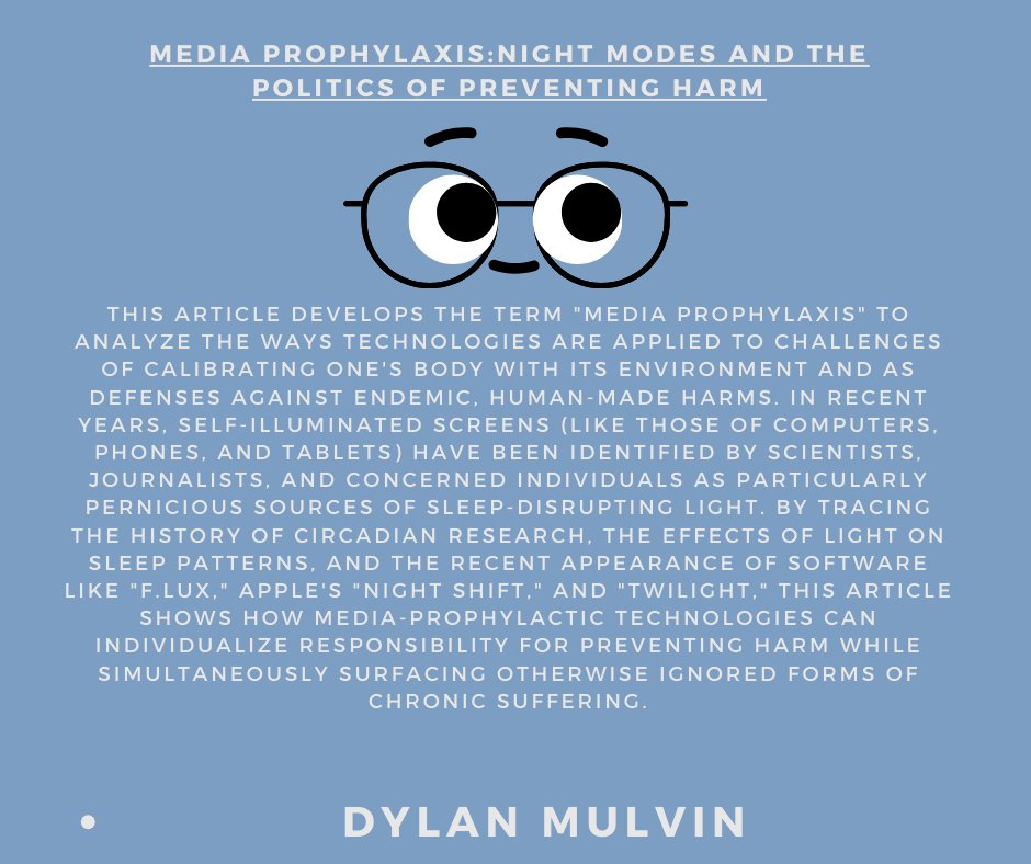This #tbt, we are looking at an article where <a href="/dwmulvin/">Dylan Mulvin</a> builds on the growing intersection of disability theory  and the critical study of technology to understand how new ways of lighting from devices force us to reckon with exhaustion. Check it out here muse.jhu.edu/article/690387