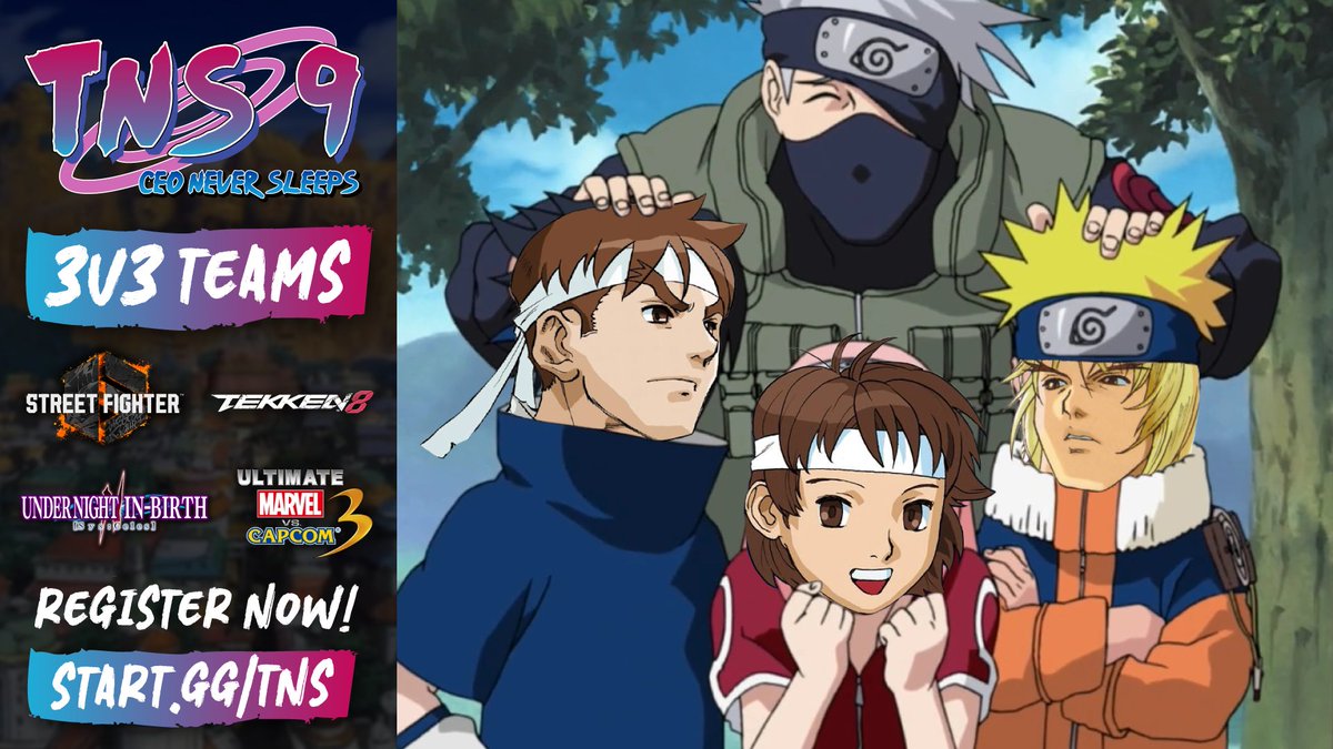Ninjas work best in groups of three.

So of course we'll be hosting 3v3 team tourneys for SF6, Tekken 8, UNI2, and UMvC3!

We extended Early Registration pricing until tomorrow night so save some money and sign up now!

Start.gg/tns