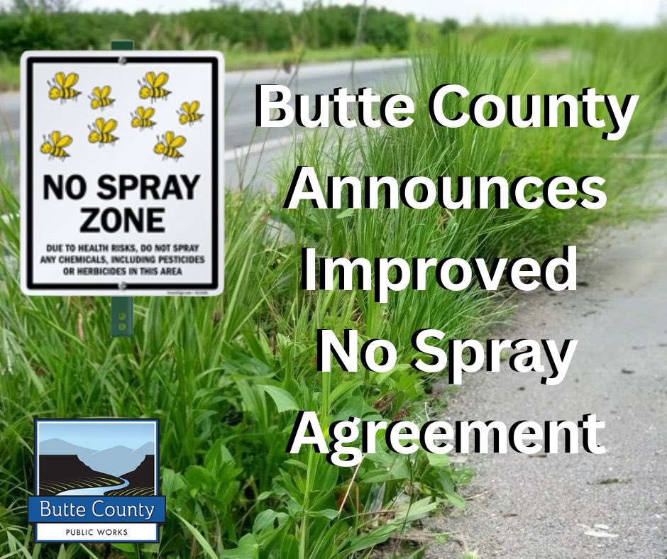 ButteCountyPw's tweet photo. Exciting News! Butte County unveils an enhanced NO SPRAY Agreement Program, giving property owners the power to control herbicide use along road shoulders and drainage ditches. Learn more here: https://t.co/PwumOh68cg https://t.co/WC4DnxxTC8