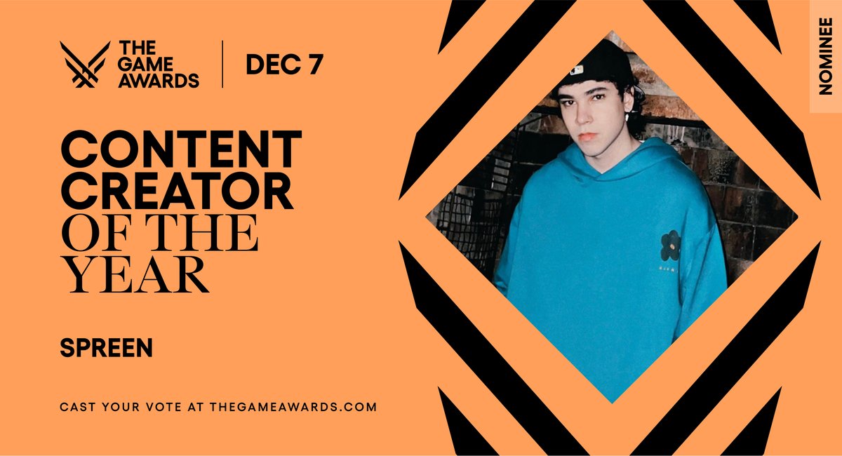 thegameawards's tweet photo. @SpreenDMC Congrats again on your Content Creator of the Year nomination! #TheGameAwards

Vote now! https://t.co/ExP93r9Pcq https://t.co/XBKH9aPB5c