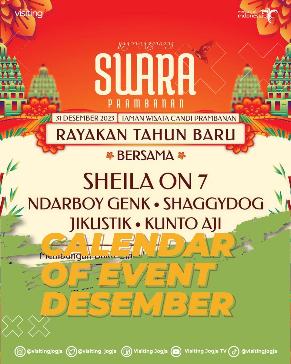 visiting_jogja's tweet photo. Desember, ber nya Berbahagia🤗 Berbahagia karena Jogja menyambut 2024 bertabur events keren! Cussss kalian mau dateng yang mana?🫶🏻
#coe #coediy #calendarofevent https://t.co/dBofkBLD8q