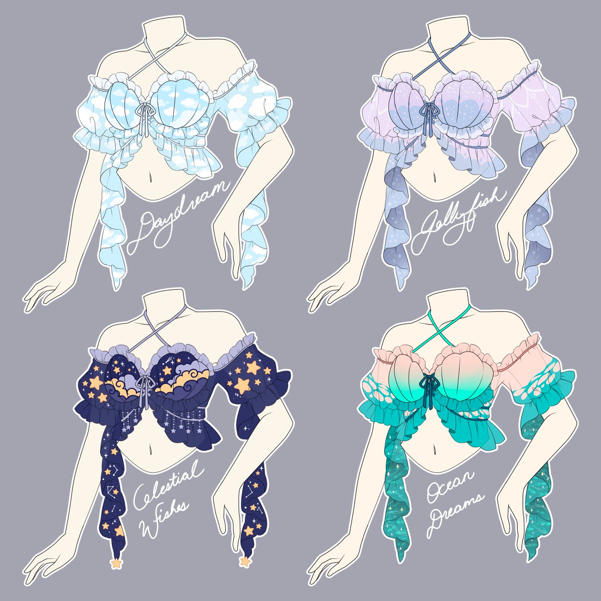 NyahalloShop's tweet image. Shell tops by @blanchiame and I 🐚