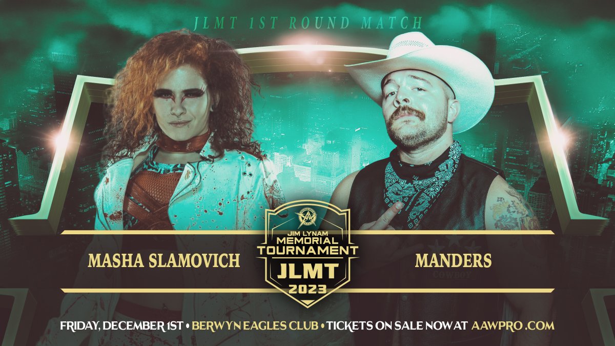 JLMT 1st Round Match @mashaslamovich vs. @1called_manders Tomorrow Night! Berwyn Eagles Club Berwyn, IL Tickets aawpro.ticketleap.com LIVE on @HighspotsWN #AAWJLMT #AAW #WWE #AEW #TNA #Chicago #ProWrestling #IMPACTonAXSTV