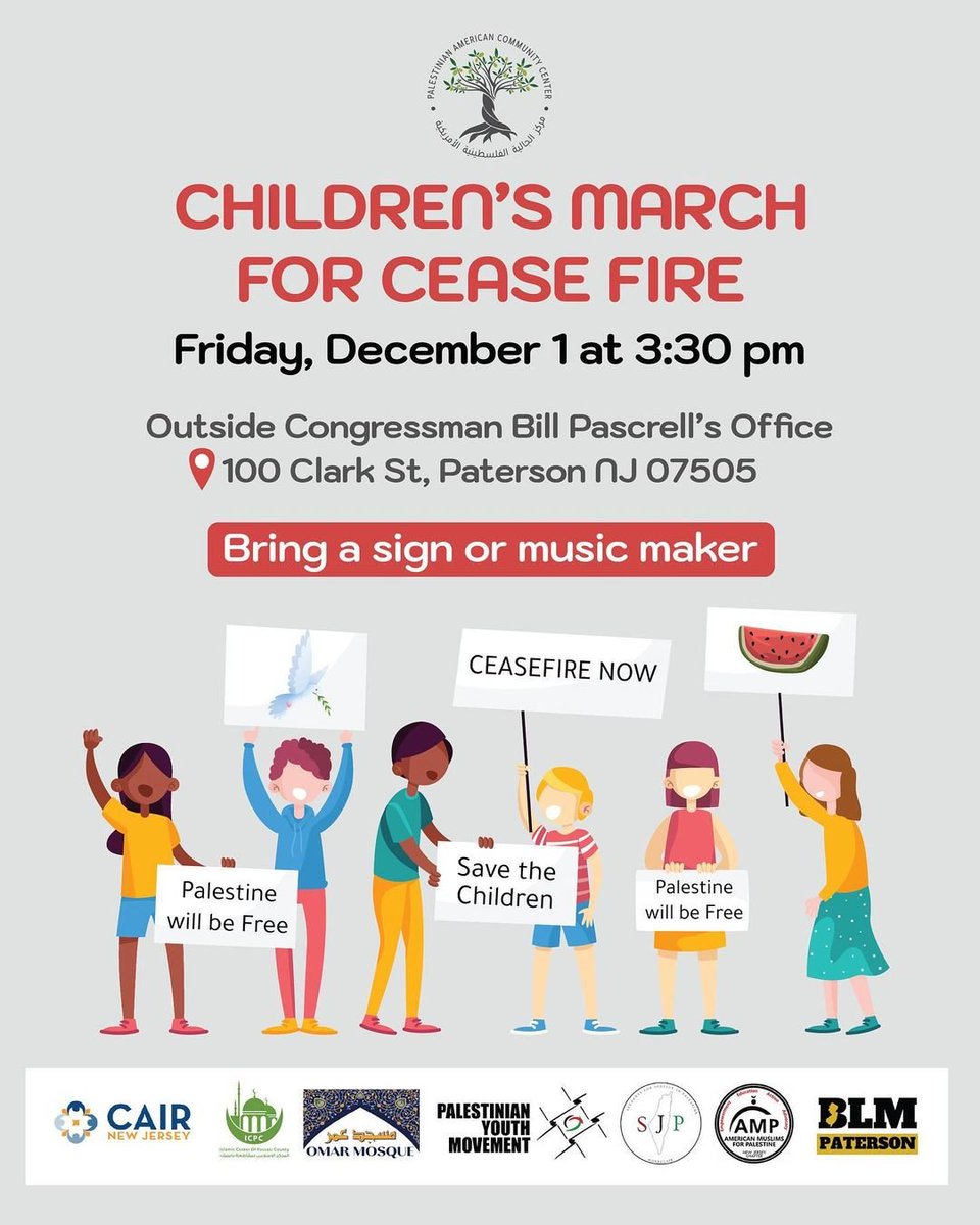 upcoming US protests for palestine/ceasefire (DECEMBER 1ST) 🇵🇸 🇺🇸 

- LONG BEACH, CALIFORNIA @ 9:00 AM
- NEWPORT NEWS, VIRGINIA @ 3:00 PM
- PATERSON, NEW JERSEY @ 3:30 PM

not many for tomorrow, remember to continue to educate yourself &amp; others. DON'T GIVE UP ON PALESTINE