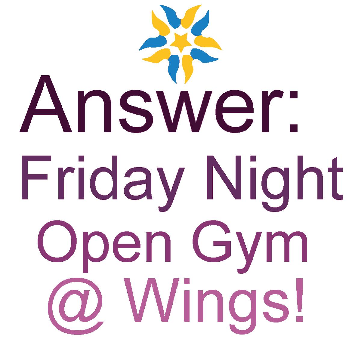 wingsgymsf's tweet photo. Kids bored on a wintery Friday Night?
Answer: Friday Night Fun Open Gym at Wings Gymnastics!

Open to all ages - $15 for 2 hours (6 - 8 PM)
Register online: https://t.co/fpdpzo8ybF 
#opengym #siouxfalls #WingsFamily #FamilyFun #beattheweather https://t.co/mOcQsXiOm2