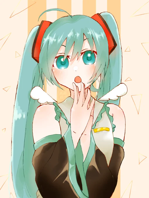 ピアプクロウですホー!今日もピアプロに投稿された作品を紹介していくホー☆Neneneko_YYさんのミクさん!ちっちゃな羽、「あっ!」と驚いたような表情がとってもキュートだホー【】 #piapro #初音ミク