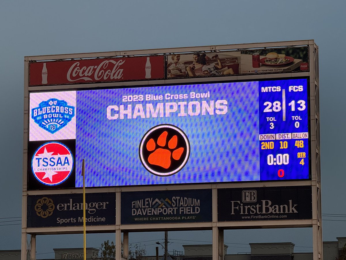 JasonSpray's tweet photo. What a day!!! Been thru a lot of games over 10+ years at MTSU with these guys but tonight was right up there!!! So proud of these kids l!! First state championship in school history!!! @MTCSAthletics @MTCSFB Drew Shea Zach Willis https://t.co/7rY1ZZ4FH9