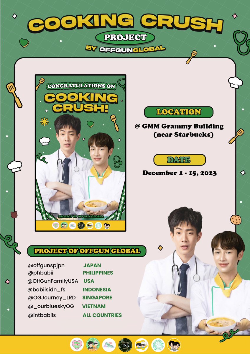 OffGunGlobal's tweet image. A masterpiece starring @off_tumcial @AtthaphanP is always worth the wait ✨

OffGunGlobal is cheering on the success of @CookingCrushTH 💚 

#ออฟกัน #CookingCrushSeries