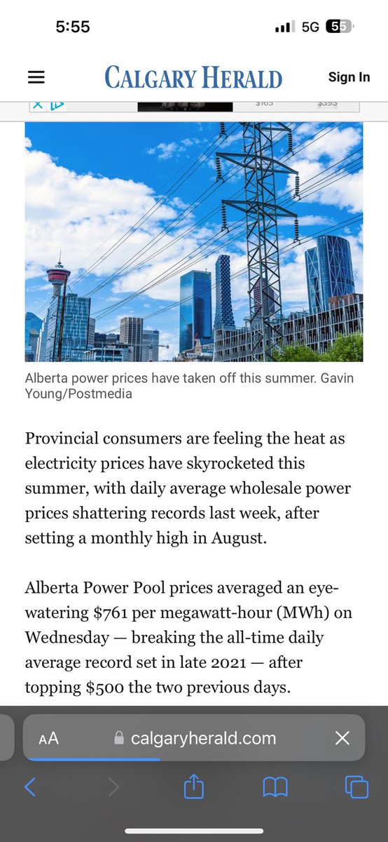 dirkdavis403's tweet photo. @thinkingal22 @phyxx @AntiCo0kies Generators are paid the pool price per MW, Alberta is currently north of $360 per MW, and last year was being paid $760 per MW last year at one point, in stark contrast to Ontario MW prices https://t.co/0NZReg1Pzd