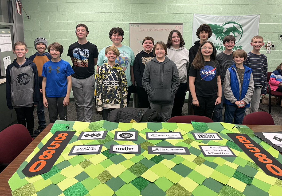 CyberOakview's tweet photo. The CyberDragons met tonight to practice their presentation. They did a fantastic job! Next stop, the robotics competition up north in Pelston this weekend! The team is ready to go! @Oakview_MS #gocyberdragons #ftcrobotics https://t.co/DHUOp3It6C