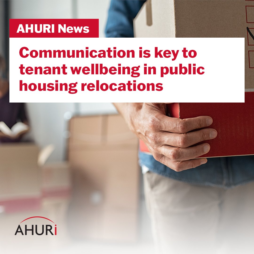 For #publichousing tenants, having to relocate from their home due to estate renewal can cause significant and sustained stress. New #AHURIResearch found that the way a planned relocation and/or renewal is communicated can make a difference.

Learn more → bit.ly/3sTOXA0