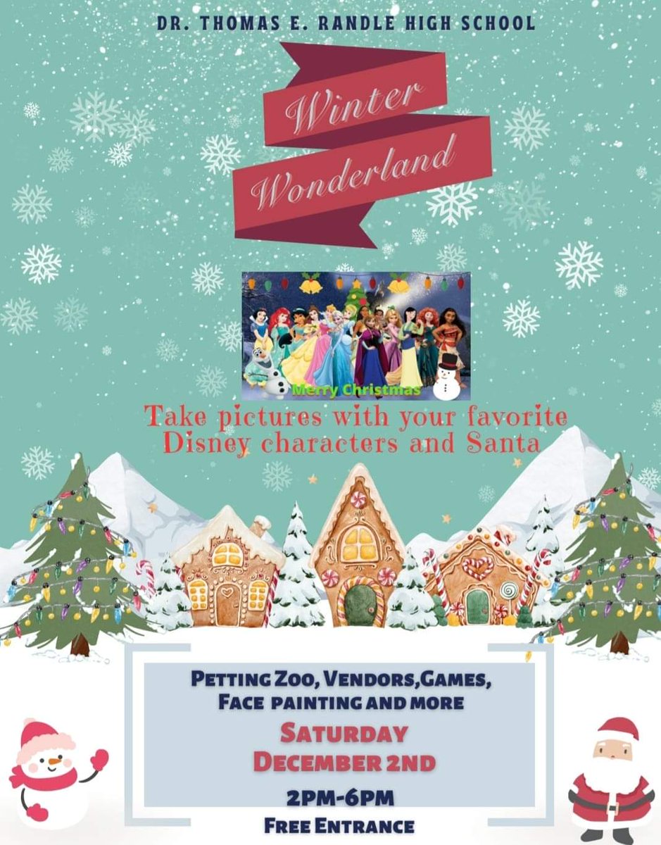 Need something to do with your kids? This Saturday Dec 2nd will be our first indoor Winter Carnival. Where: Randle HS by the Auditorium Time: 2pm-6pm Free entrance Kids will be able to take pictures with their favorite Princess or superhero and take pics with Santa.