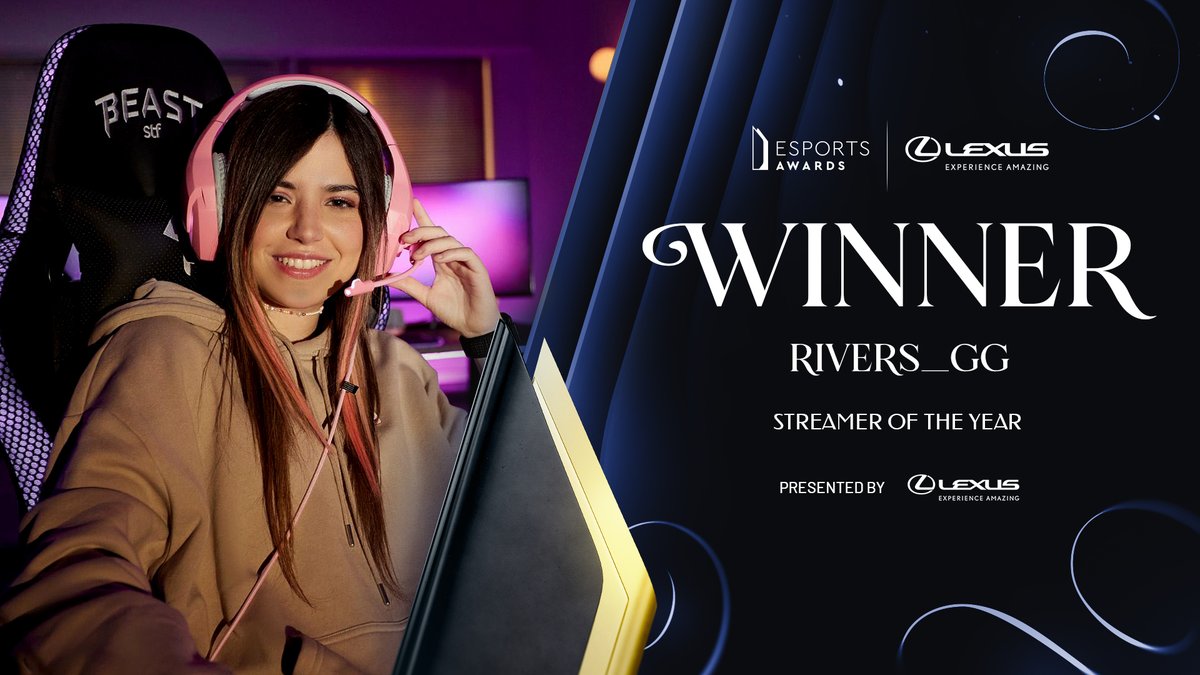 The winner of the Stramer of the Year award presented by <a href="/Lexus/">Lexus</a> is... 

<a href="/samyriveratv/">rivers</a>

CONGRATULATIONS! 🏆

#EsportsAwards2023
