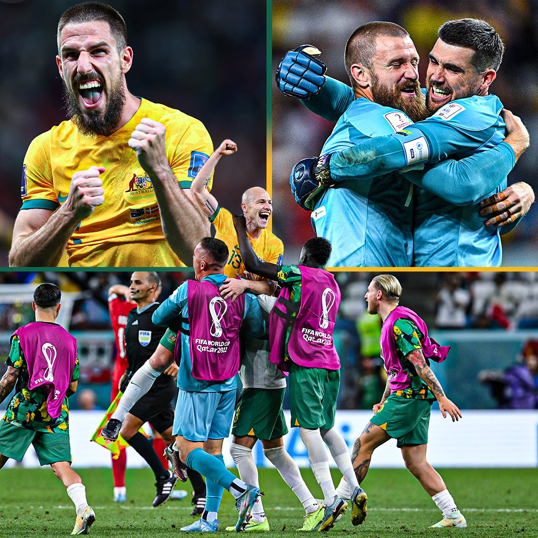One year ago today: The Socceroos reached the World Cup Round of 16 for the first time since 2006 and the full-time celebrations were just 𝗽𝗿𝗶𝗰𝗲𝗹𝗲𝘀𝘀 🇦🇺🥹 Leckie’s goal. The unbelievable scenes Australia-wide. Plenty of hugs and even a few tears. A night that will live…