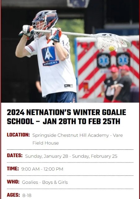 Registration open for NetNation Winter Goalie School for boys and girls at Springside Chestnut Hill Academy - phillylacrosse.com/2023/registrat…