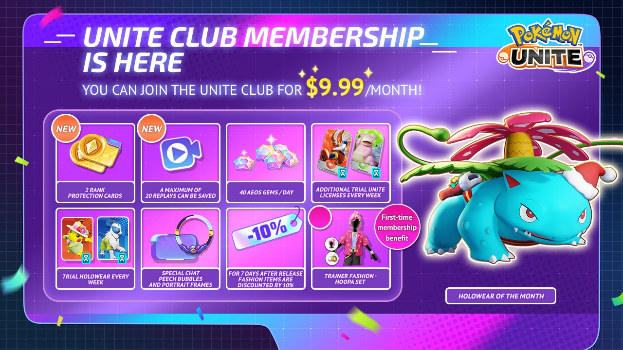 Pokémon UNITE on X: The UNITE Club Membership has been updated! All UNITE  Club Members can log in and receive their updated rewards, including the  brand new Beach Style: Snorlax Holowear! #PokemonUNITE