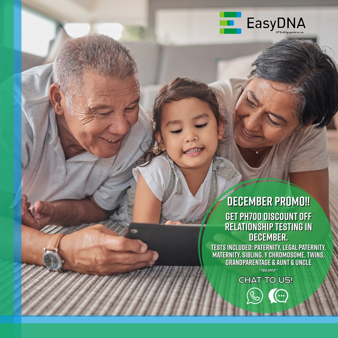 easyDNAph's tweet photo. It’s ALL about Relationship’s in December!
Get PH700 Discount OFF Relationship Testing when you purchase before the end of December 2023.
Get peace of mind with EasyDNA Philippines today. **T&amp;Cs Apply**
https://t.co/wjAGWeULsu
#DNA #promo #relationshiptesting https://t.co/HPq4YcJLjA