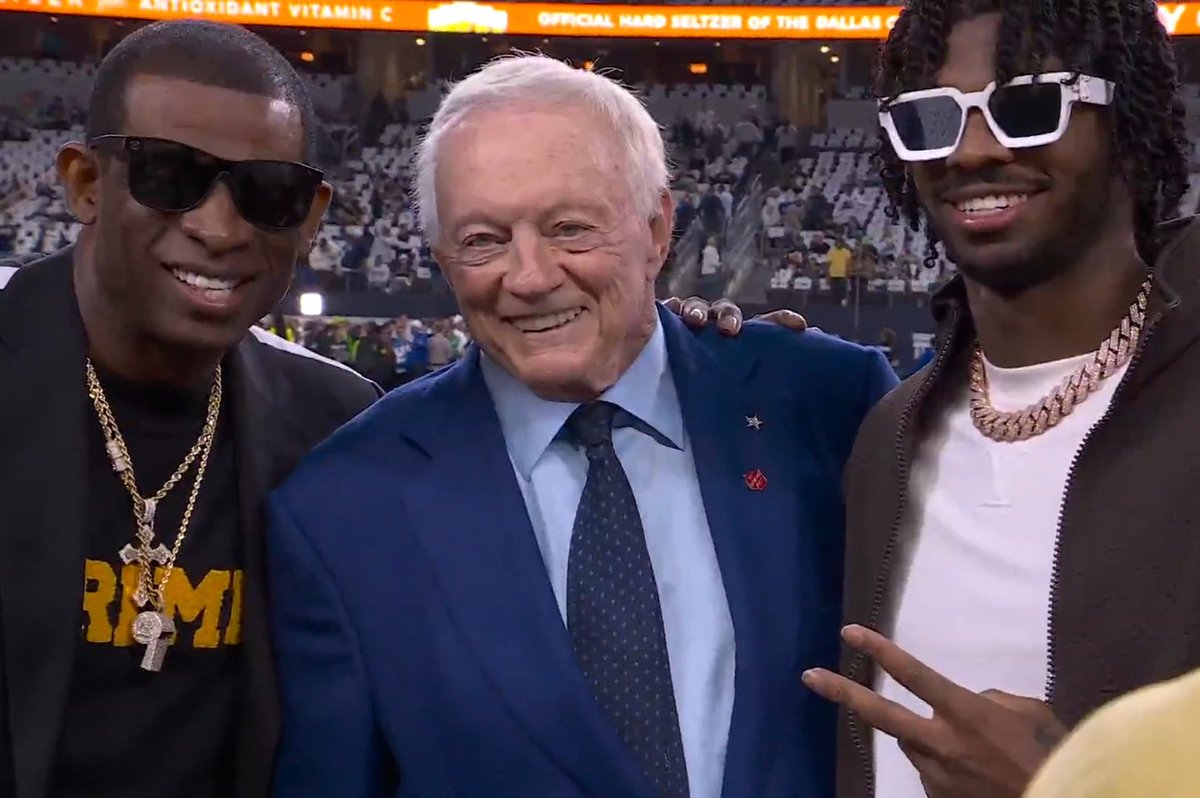 BleacherReport's tweet photo. Prime and Shedeur pulled up to Jerry's World for TNF ⭐️ https://t.co/Z6GWuOiQjA