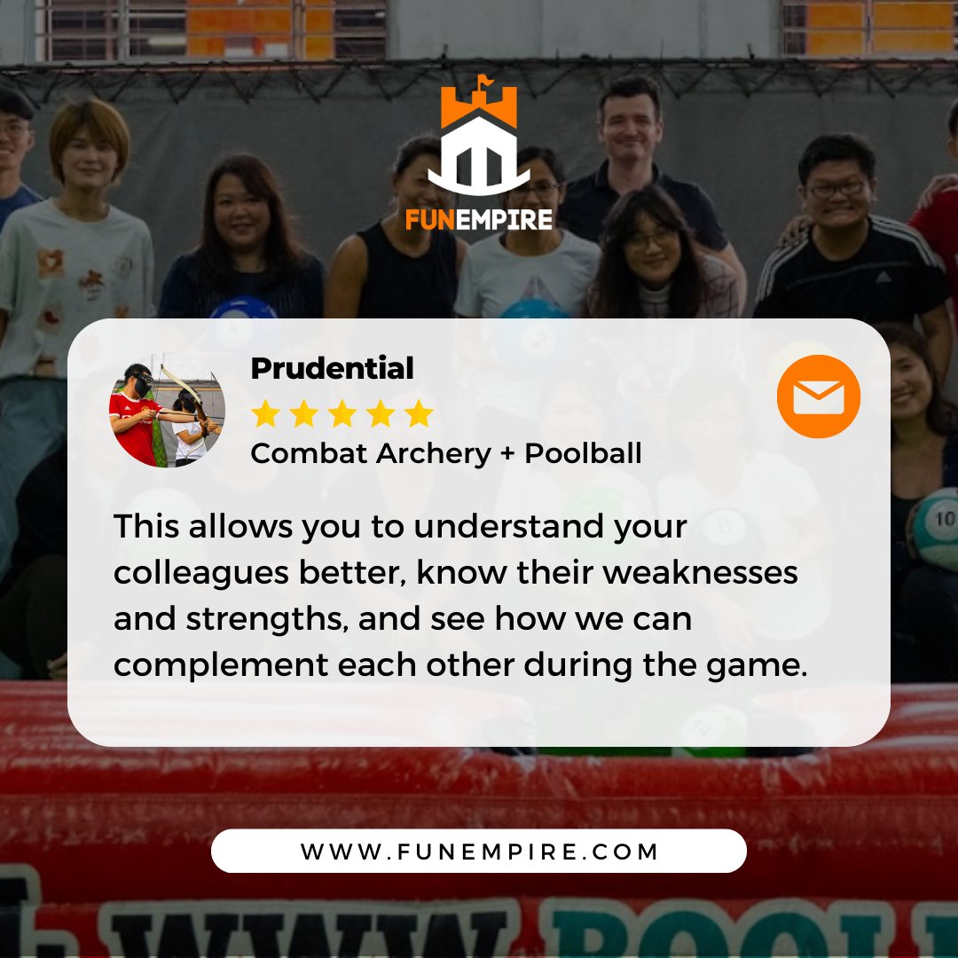thefunempire's tweet photo. Ready for an epic game of combat archery and poolball with Prudential? Hear what they have to say about these exciting games that get your adrenaline going!
•
•
•
#FunEmpire #poolball #combatarchery #Fun #Teambuilding #FunStartsHere #activities #FunEmpireReviews https://t.co/cbiJDB8PH8