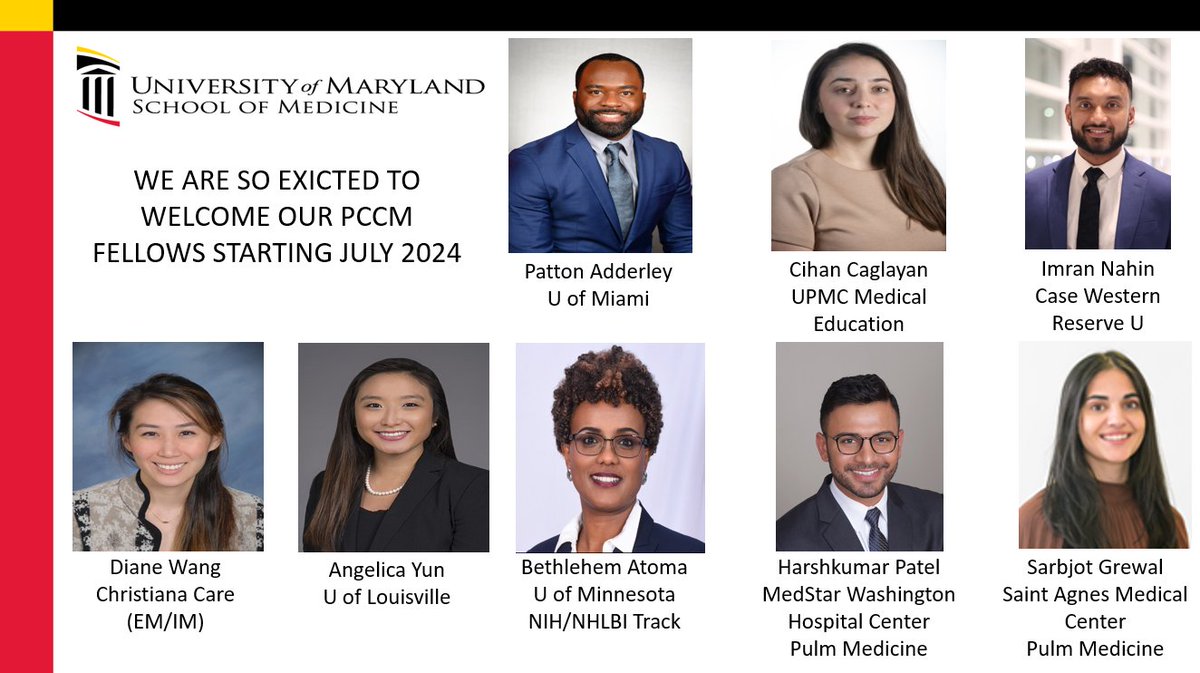 Introducing the incoming PCCM fellows to @UMMC! We are ecstatic for the new class! Welcome to the family! @vanholdenmd @ngshah1 @ksrobinett @ellenmarciniak @AngelicaYun @PattonAdderley @ImranNahin @cihancaglayan @NIHCritCare @nih_nhlbi
